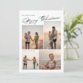 Modern Merry Christmas Script Family Photo シーズンカード (スタンド正面)
