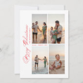 Modern Merry Christmas Script Family Photo シーズンカード (正面)