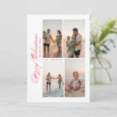 Modern Merry Christmas Script Family Photo シーズンカード (スタンド正面)