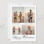 Modern Merry Christmas Script Family Photo シーズンカード (正面)