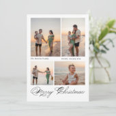 Modern Merry Christmas Script Family Photo シーズンカード (スタンド正面)
