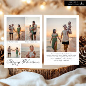 Modern Merry Christmas Script Family Photo シーズンカード