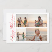 Modern Merry Christmas Script Family Photo  シーズンカード (正面)