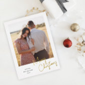 Modern Merry Christmas Script Simple Photo 箔シーズンカード