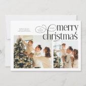 Modern Merry Christmas simple 2 photos family シーズンカード (正面)