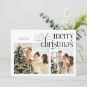 Modern Merry Christmas simple 2 photos family シーズンカード (スタンド正面)