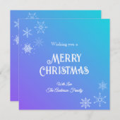 Modern Merry Christmas Snowflake Purple Turquoise シーズンカード (正面/裏面)