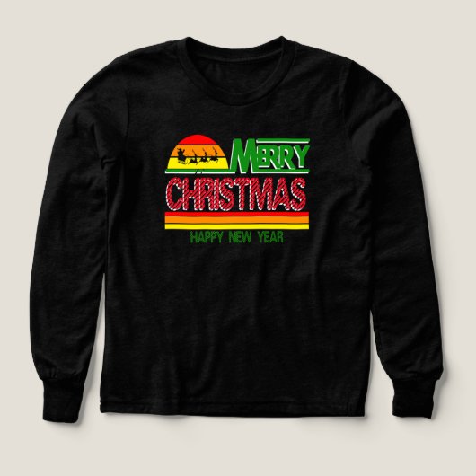 Modern Merry Christmas Tree Red Green T-Shirt (デザイン正面)