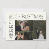 Modern Merry Christmas Typography 3 Photo Plaid シーズンカード (正面)