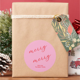 Modern Merry Elegant Script Christmas Holiday ラウンドシール