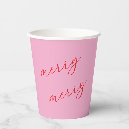 Modern Merry Elegant Script Holiday Party 紙コップ (正面)