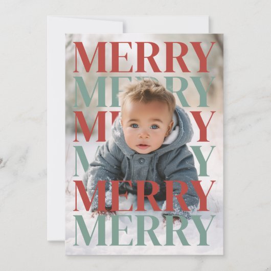 Modern Merry Holiday Photo Card シーズンカード (正面)
