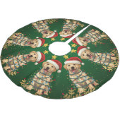 Modern merry Lab christmas tree puppy dog pattern ブラッシュドポリエステルツリースカート (アングル)