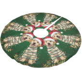 Modern merry Lab christmas tree puppy dog pattern ブラッシュドポリエステルツリースカート (アングル)