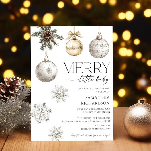 Modern merry little baby shower gender neutral 招待状