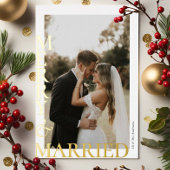 Modern Merry Married Photos Gold Script 箔シーズンカード