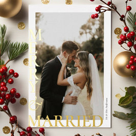 Modern Merry Married Photos Gold Script 箔シーズンカード