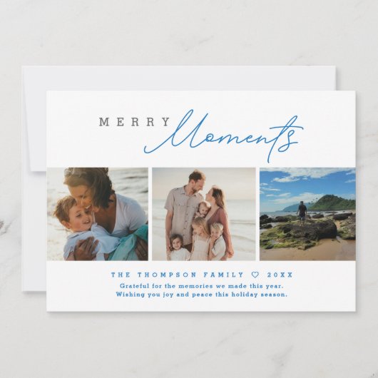 Modern Merry Moments Multi-Photo Beach Holiday シーズンカード (正面)