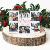 Modern merry red script 6 photo Christmas collage シーズンカード