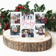 Modern merry red script 6 photo Christmas collage