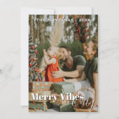 Modern Merry Vibes Only Family Photo Light Gray シーズンカード (正面)