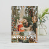 Modern Merry Vibes Only Family Photo Light Gray シーズンカード (スタンド正面)