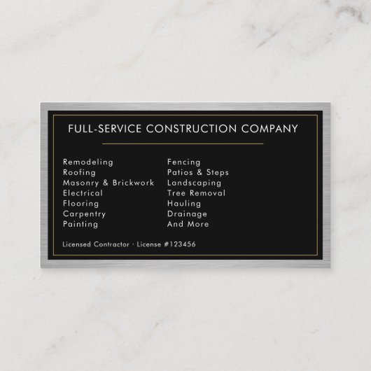 Modern Metal Construction Handyman 名刺 (裏面)