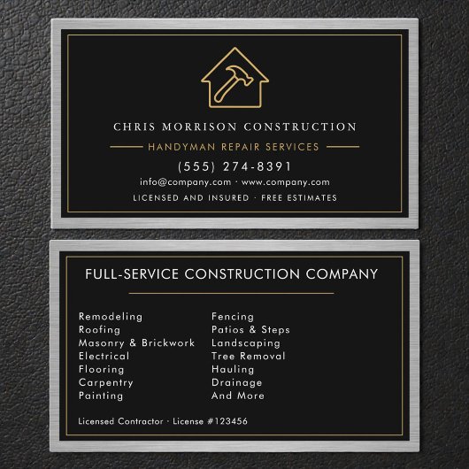 Modern Metal Construction Handyman 名刺