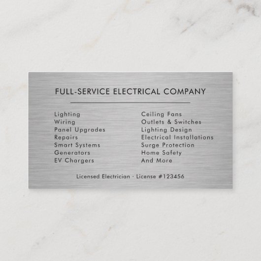 Modern Metal Electrician Black Gold 名刺 (裏面)