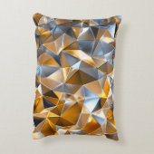 Modern Metallic Abstract Gold Silver Geometric アクセントクッション (裏面(縦))