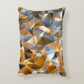 Modern Metallic Abstract Gold Silver Geometric アクセントクッション (正面(垂直))