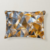 Modern Metallic Abstract Gold Silver Geometric アクセントクッション (裏面)