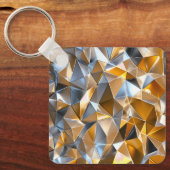 Modern Metallic Abstract Gold Silver Geometric キーホルダー (正面)