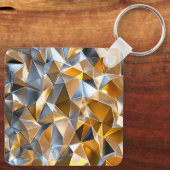 Modern Metallic Abstract Gold Silver Geometric キーホルダー (裏面)