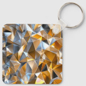 Modern Metallic Abstract Gold Silver Geometric キーホルダー (裏面)