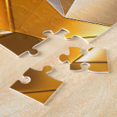 Modern Metallic Abstract Gold Silver Geometric ジグソーパズル (側面)