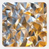 Modern Metallic Abstract Gold Silver Geometric スクエアシール (正面)