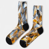 Modern Metallic Abstract Gold Silver Geometric ソックス (左)