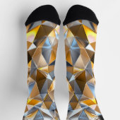 Modern Metallic Abstract Gold Silver Geometric ソックス (上部)