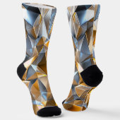 Modern Metallic Abstract Gold Silver Geometric ソックス (傾斜あり)