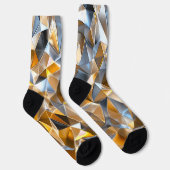 Modern Metallic Abstract Gold Silver Geometric ソックス (右)