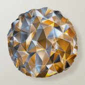 Modern Metallic Abstract Gold Silver Geometric ラウンドクッション (裏面)