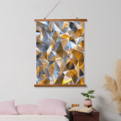 Modern Metallic Abstract Gold Silver Geometric 吊り下げ型タペストリー (寝室)