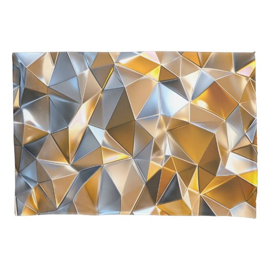 Modern Metallic Abstract Gold Silver Geometric 枕カバー (正面)