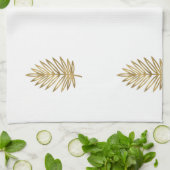 Modern Metallic Gold Botanical Palm Leaf Pattern キッチンタオル (折り畳み)