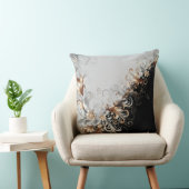 Modern Metallic Grey Black Throw Pillow クッション (椅子)