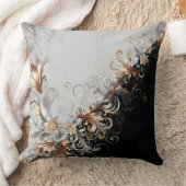 Modern Metallic Grey Black Throw Pillow クッション (ブランケット)