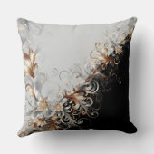 Modern Metallic Grey Black Throw Pillow クッション (裏面)