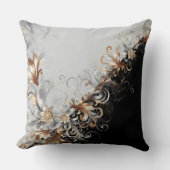 Modern Metallic Grey Black Throw Pillow クッション (正面)