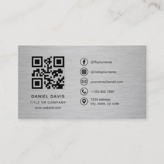 Modern Metallic Professional Company Logo QR Code  名刺 (正面)